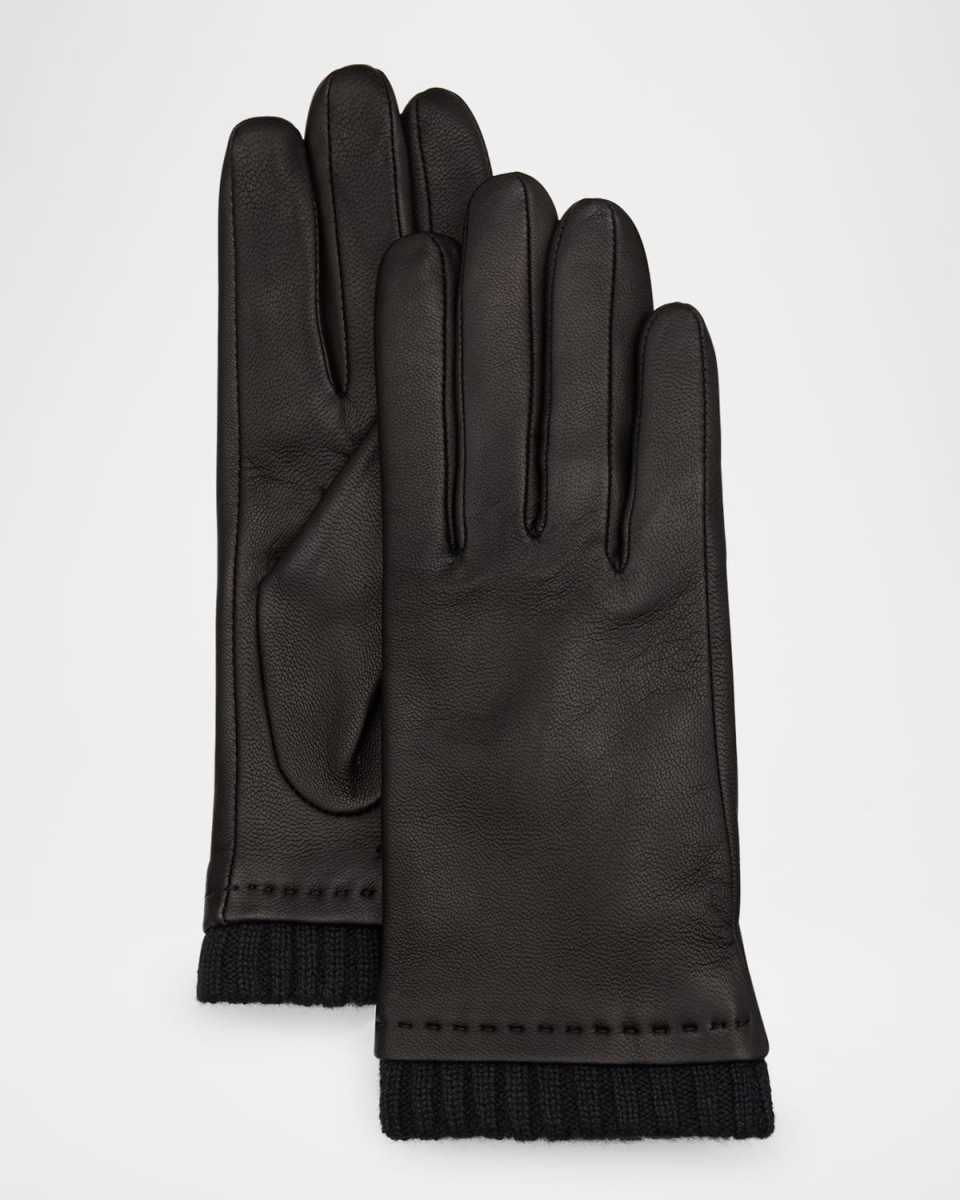 Leather Cashmere-Lined Gloves